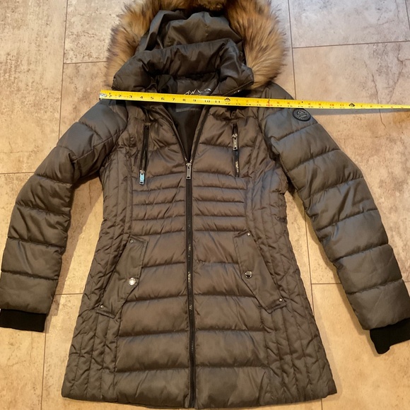 Halifax HFX Women’s Gray Puffer Coat Removable Hood with Faux Fur Sz M - Picture 6 of 13